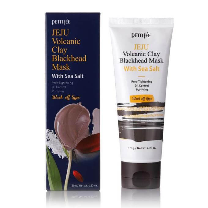 Маска с вулканическим пеплом и морской солью PETITFEE Jeju Volcanic Clay Blackhead Mask